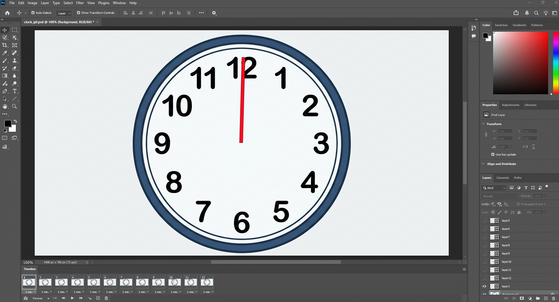 Animated Clock in Adobe ImageReady.